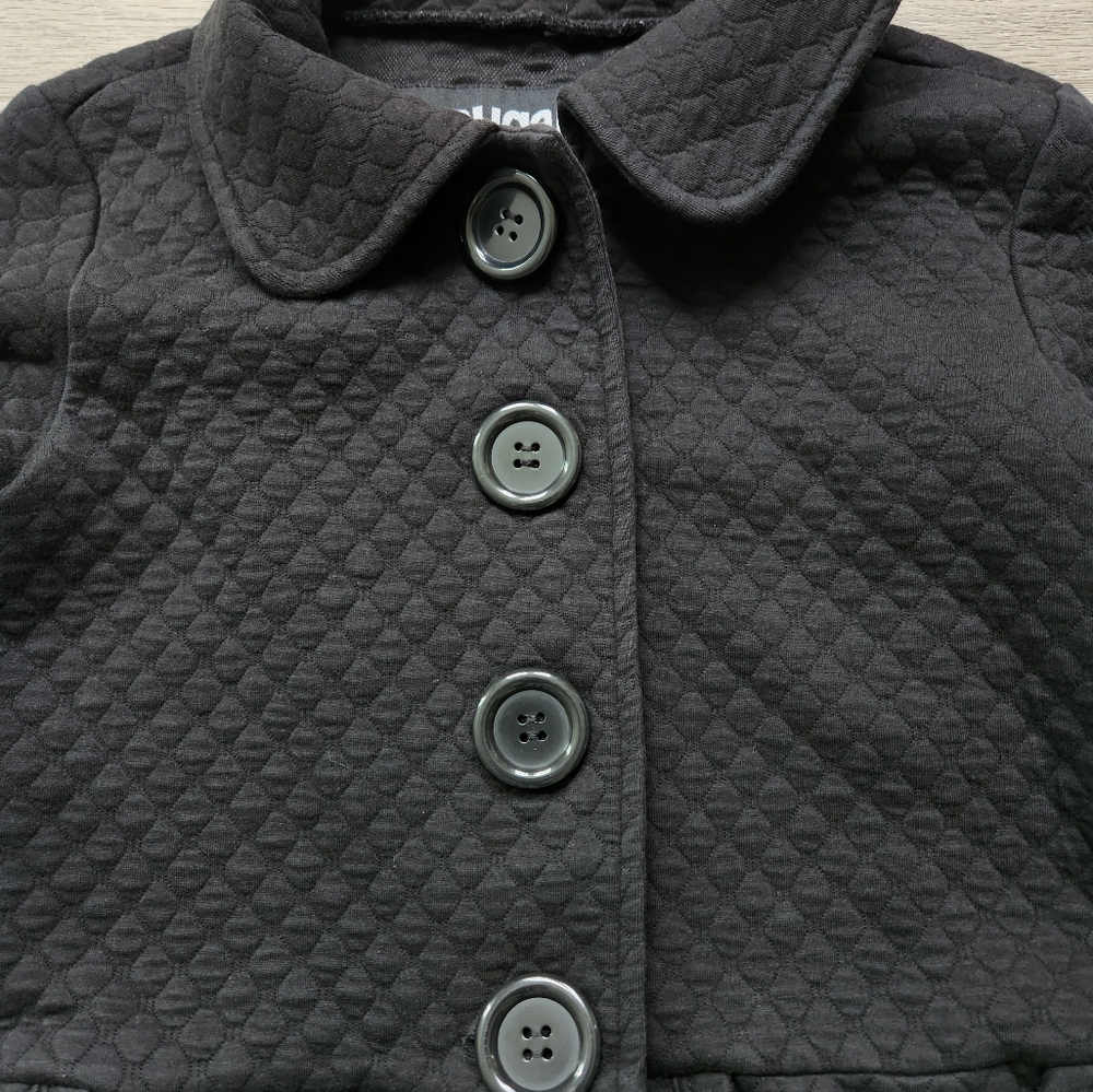 Sugarfly Black Quilted Coat Button Womens Small Fall Jacket Cotton - Picture 2 of 11